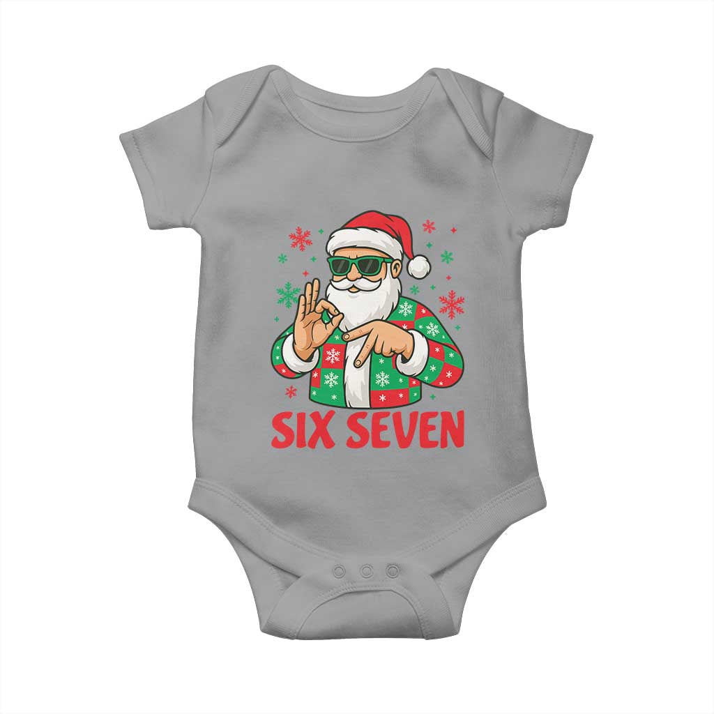 Cool Santa Six Seven Meme Christmas Baby Onesie Funny 67 Holiday Hand Sign with Hipster Vibes TS02 Sport Gray Print Your Wear