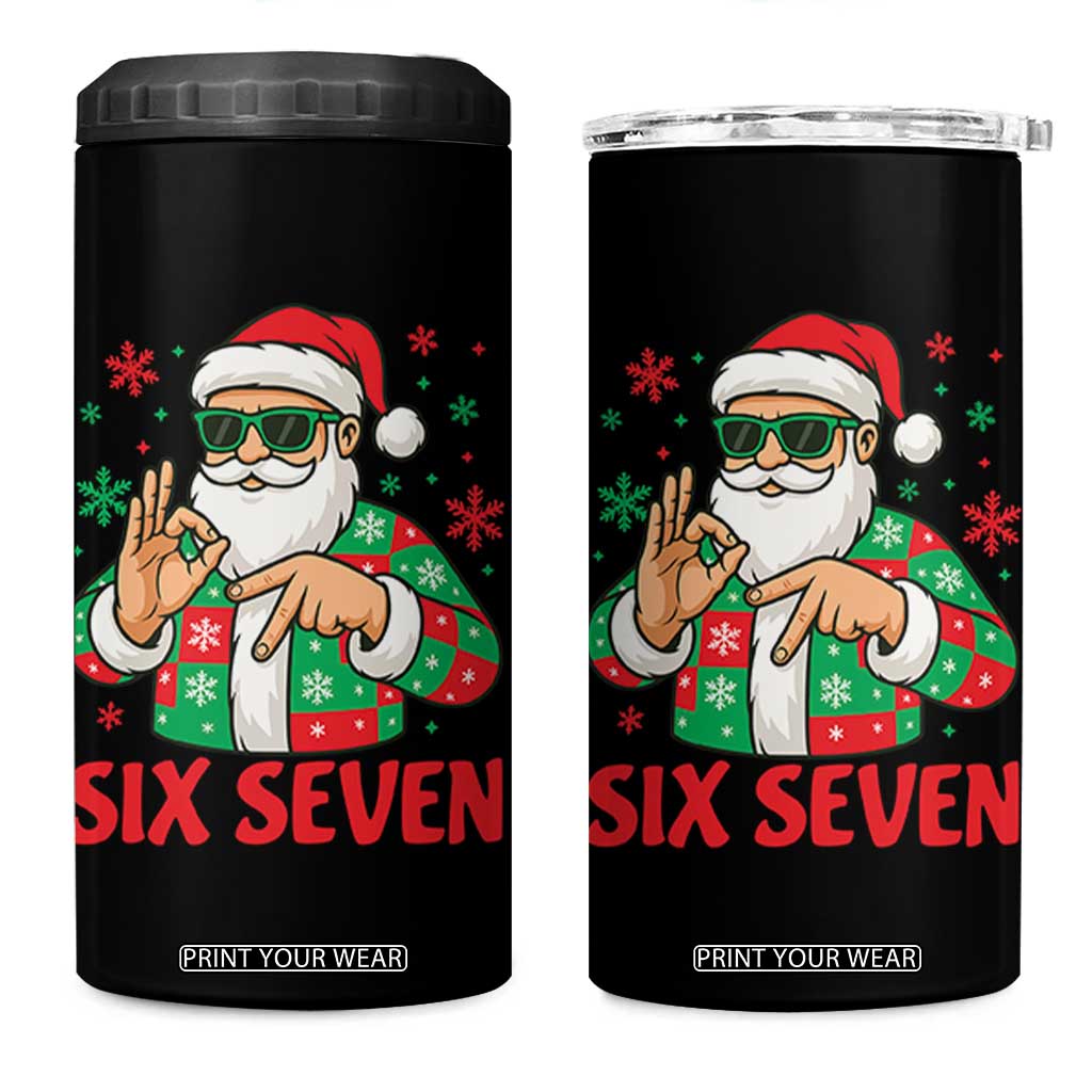 Cool Santa Six Seven Meme Christmas 4 in 1 Can Cooler Tumbler Funny 67 Holiday Hand Sign with Hipster Vibes TS02 One Size: 16 oz Black Print Your Wear