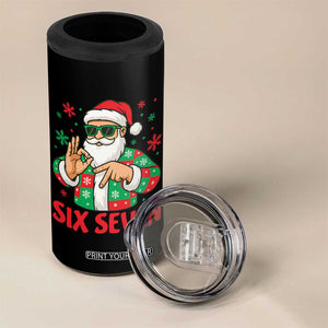 Cool Santa Six Seven Meme Christmas 4 in 1 Can Cooler Tumbler Funny 67 Holiday Hand Sign with Hipster Vibes TS02 Print Your Wear