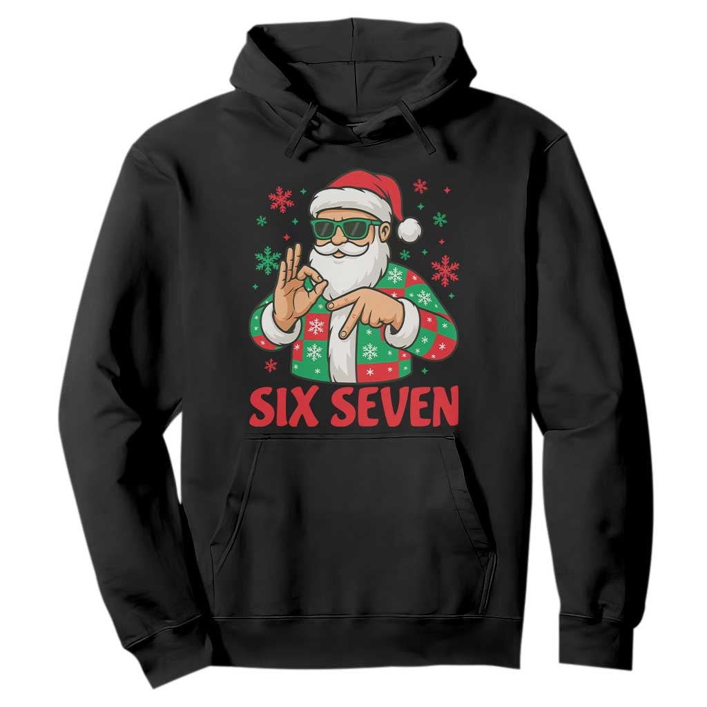 Cool Santa Six Seven Meme Christmas Hoodie Funny 67 Holiday Hand Sign with Hipster Vibes TS02 Black Print Your Wear