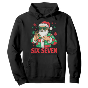 Cool Santa Six Seven Meme Christmas Hoodie Funny 67 Holiday Hand Sign with Hipster Vibes TS02 Black Print Your Wear