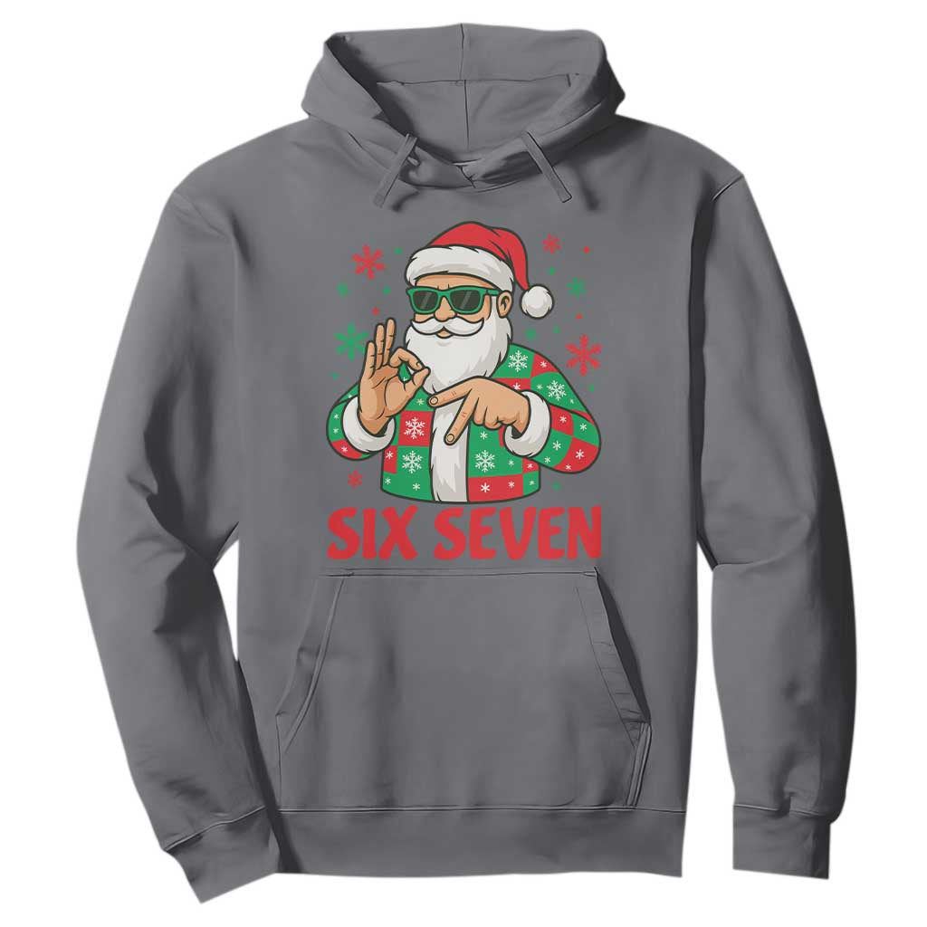 Cool Santa Six Seven Meme Christmas Hoodie Funny 67 Holiday Hand Sign with Hipster Vibes TS02 Charcoal Print Your Wear