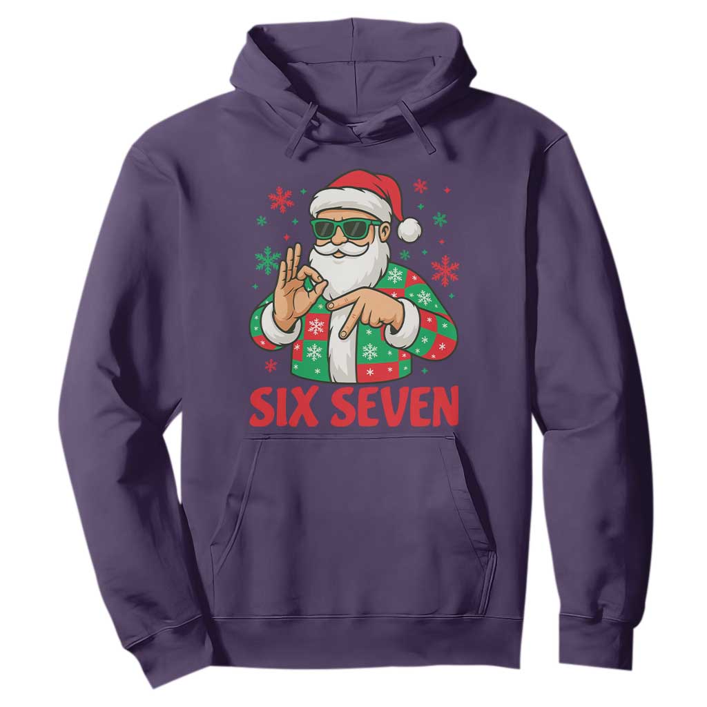 Cool Santa Six Seven Meme Christmas Hoodie Funny 67 Holiday Hand Sign with Hipster Vibes TS02 Purple Print Your Wear