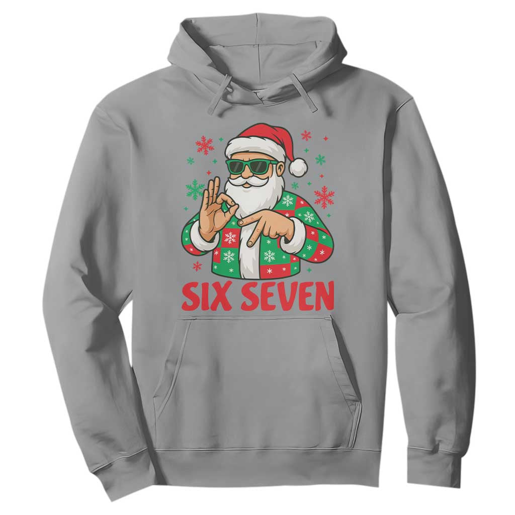 Cool Santa Six Seven Meme Christmas Hoodie Funny 67 Holiday Hand Sign with Hipster Vibes TS02 Sport Gray Print Your Wear