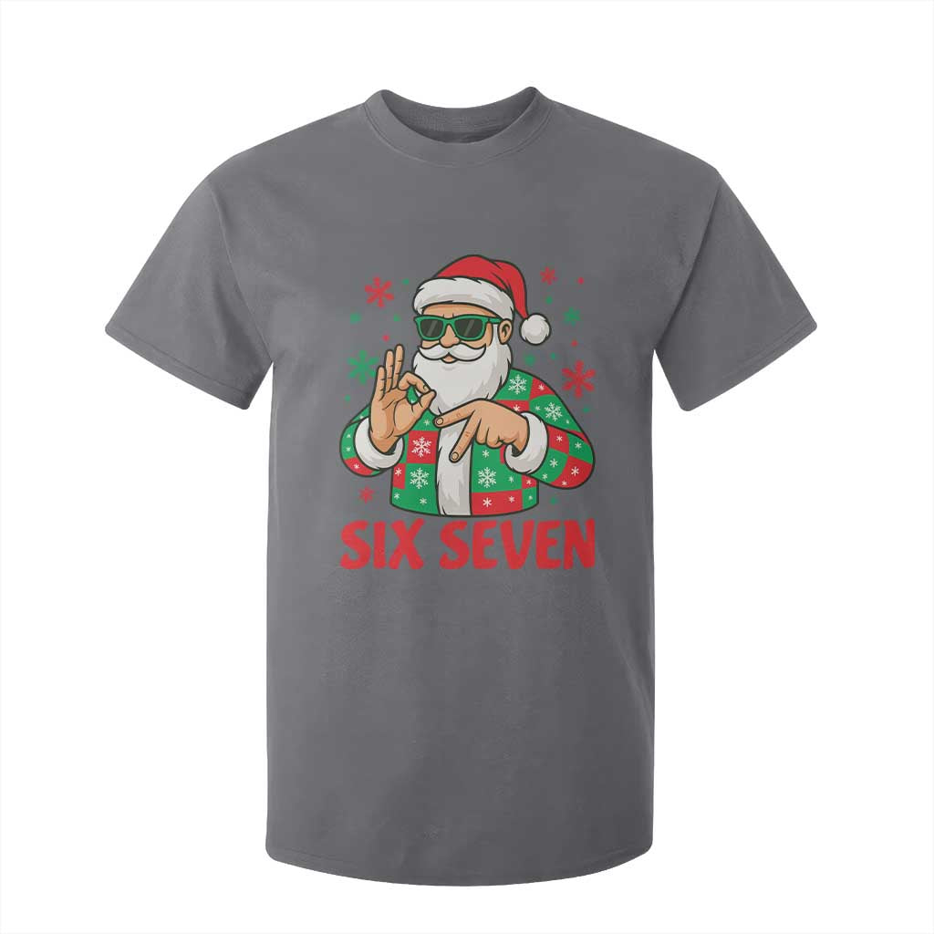 Cool Santa Six Seven Meme Christmas T Shirt For Kid Funny 67 Holiday Hand Sign with Hipster Vibes TS02 Charcoal Print Your Wear