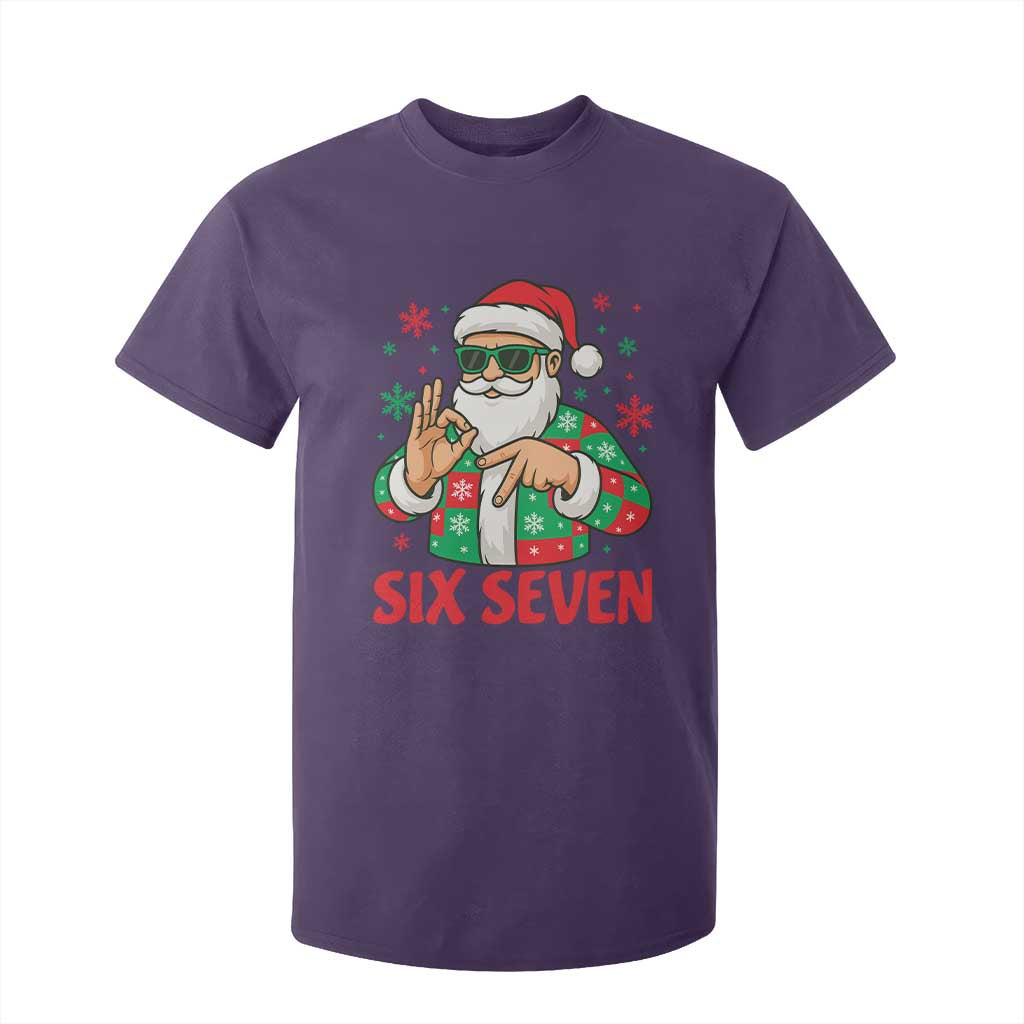 Cool Santa Six Seven Meme Christmas T Shirt For Kid Funny 67 Holiday Hand Sign with Hipster Vibes TS02 Purple Print Your Wear