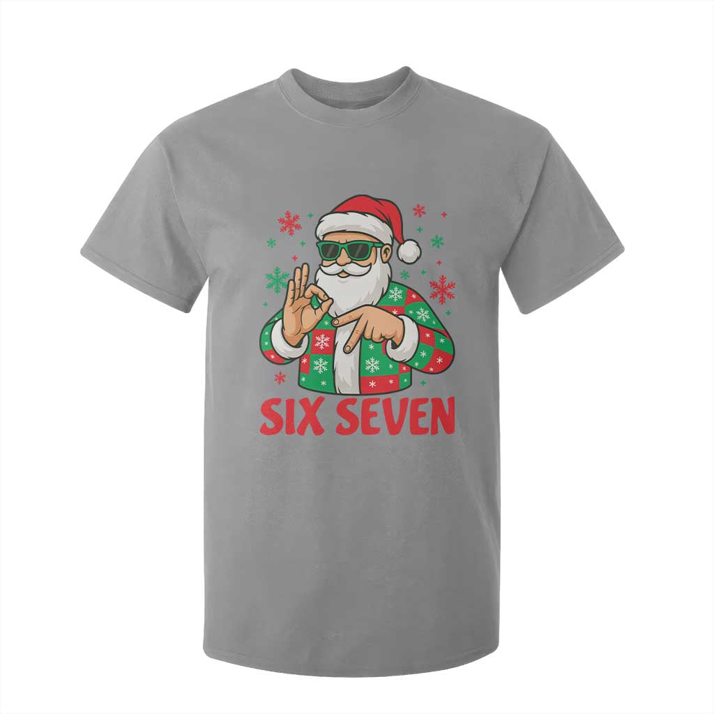 Cool Santa Six Seven Meme Christmas T Shirt For Kid Funny 67 Holiday Hand Sign with Hipster Vibes TS02 Sport Gray Print Your Wear