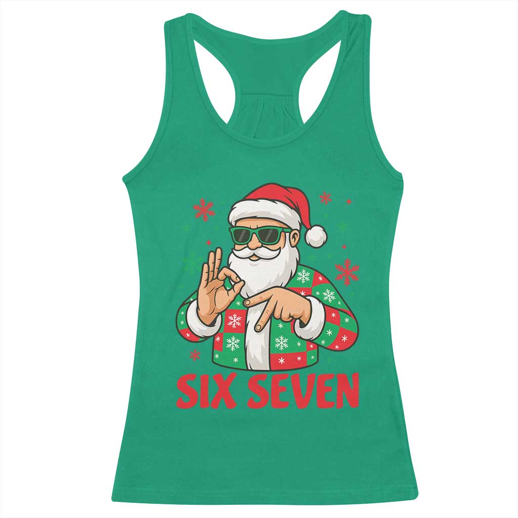 Cool Santa Six Seven Meme Christmas Racerback Tank Top Funny 67 Holiday Hand Sign with Hipster Vibes TS02 Irish Green Print Your Wear