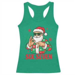 Cool Santa Six Seven Meme Christmas Racerback Tank Top Funny 67 Holiday Hand Sign with Hipster Vibes TS02 Irish Green Print Your Wear