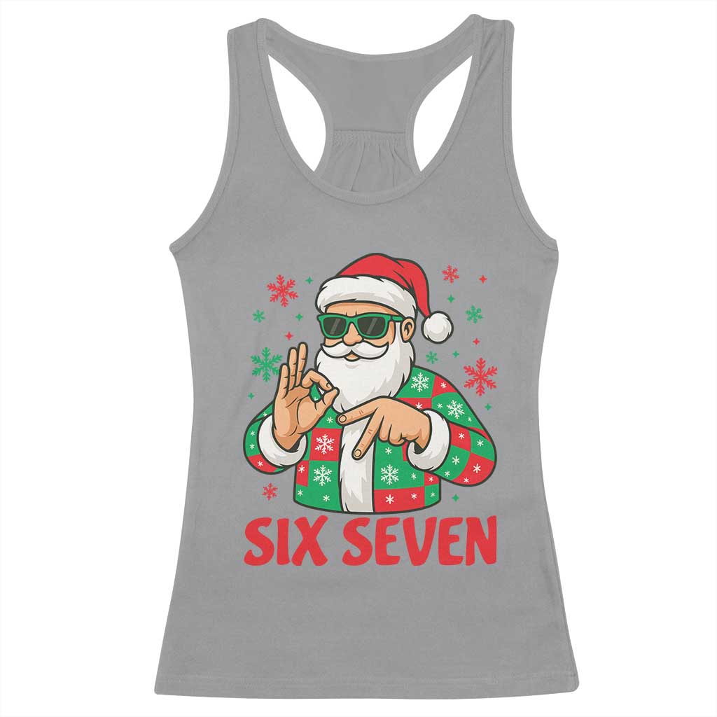 Cool Santa Six Seven Meme Christmas Racerback Tank Top Funny 67 Holiday Hand Sign with Hipster Vibes TS02 Sport Gray Print Your Wear