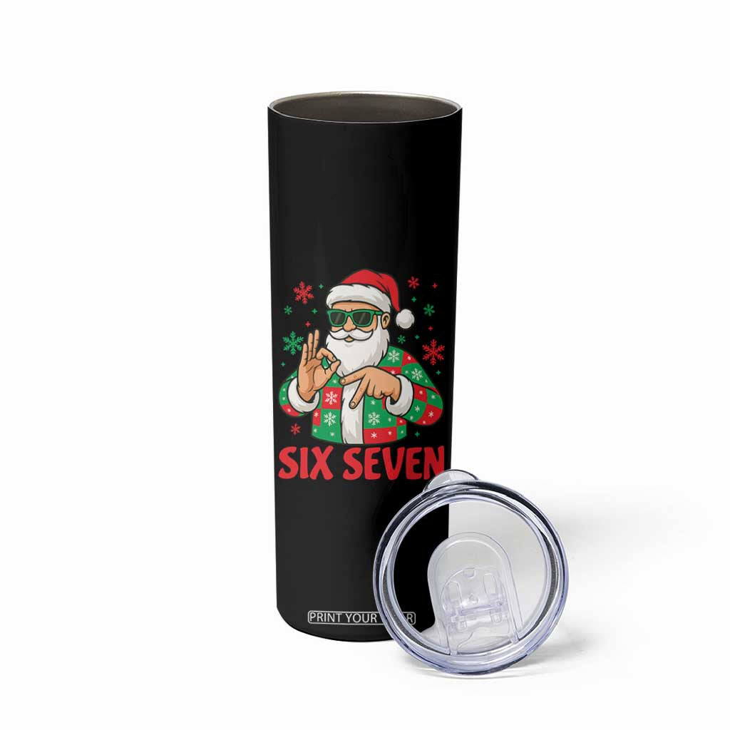 Cool Santa Six Seven Meme Christmas Skinny Tumbler Funny 67 Holiday Hand Sign with Hipster Vibes TS02 Print Your Wear