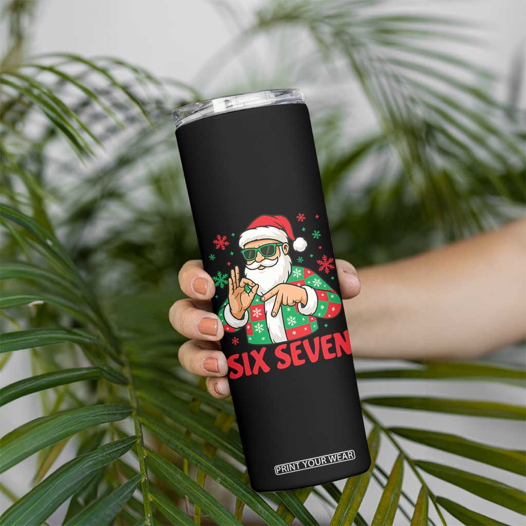 Cool Santa Six Seven Meme Christmas Skinny Tumbler Funny 67 Holiday Hand Sign with Hipster Vibes TS02 Print Your Wear