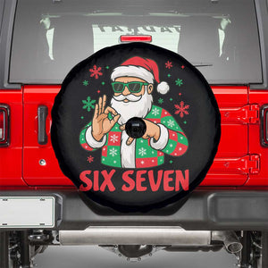 Cool Santa Six Seven Meme Christmas Spare Tire Cover Funny 67 Holiday Hand Sign with Hipster Vibes TS02 Black Print Your Wear