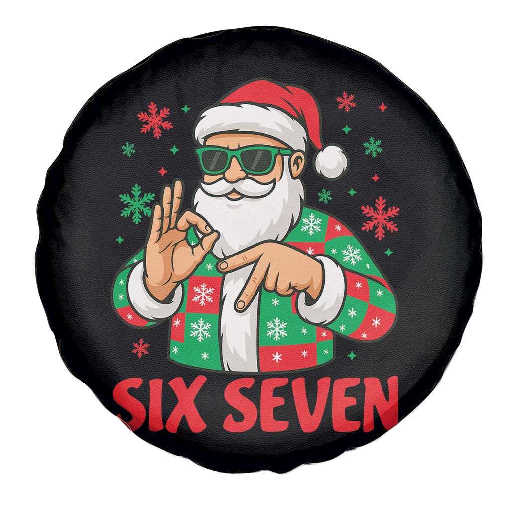 Cool Santa Six Seven Meme Christmas Spare Tire Cover Funny 67 Holiday Hand Sign with Hipster Vibes TS02 Print Your Wear