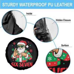 Cool Santa Six Seven Meme Christmas Spare Tire Cover Funny 67 Holiday Hand Sign with Hipster Vibes TS02 Print Your Wear