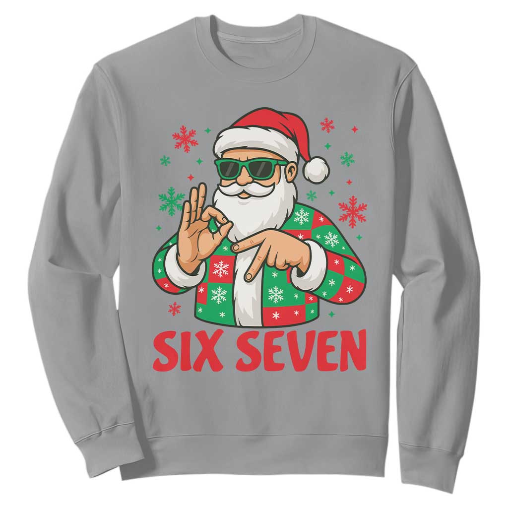 Cool Santa Six Seven Meme Christmas Sweatshirt Funny 67 Holiday Hand Sign with Hipster Vibes TS02 Sport Gray Print Your Wear