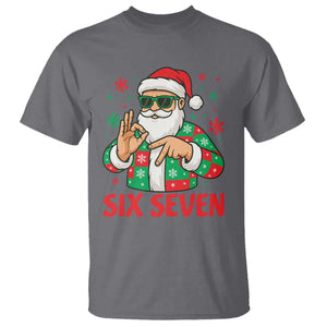 Cool Santa Six Seven Meme Christmas T Shirt Funny 67 Holiday Hand Sign with Hipster Vibes TS02 Charcoal Print Your Wear