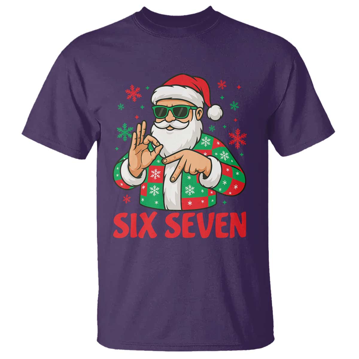 Cool Santa Six Seven Meme Christmas T Shirt Funny 67 Holiday Hand Sign with Hipster Vibes TS02 Purple Print Your Wear