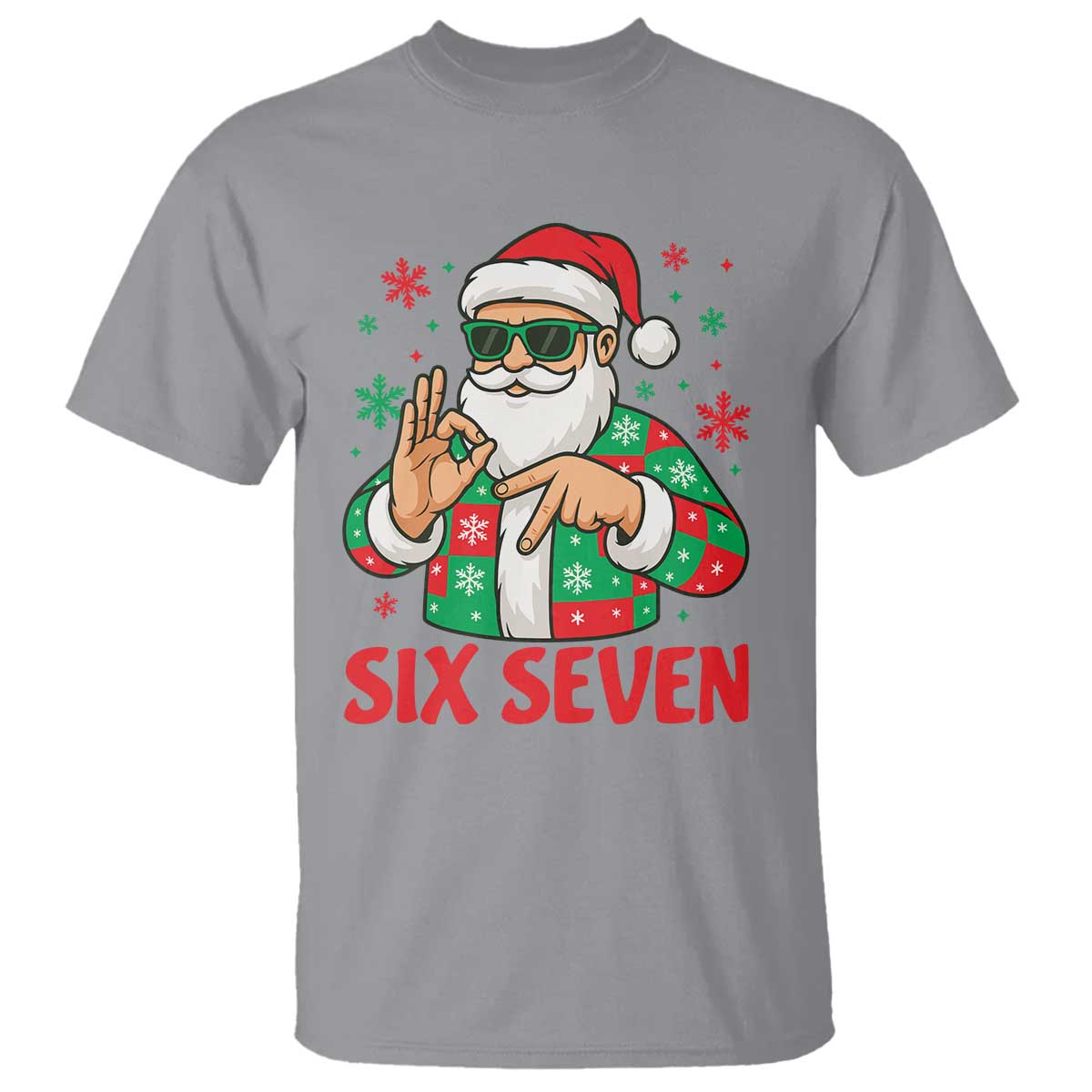 Cool Santa Six Seven Meme Christmas T Shirt Funny 67 Holiday Hand Sign with Hipster Vibes TS02 Sport Gray Print Your Wear