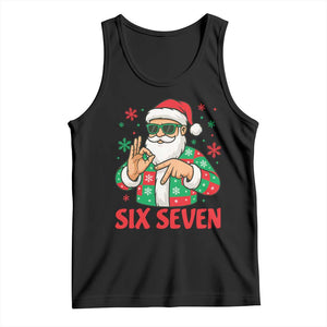 Cool Santa Six Seven Meme Christmas Tank Top Funny 67 Holiday Hand Sign with Hipster Vibes TS02 Black Print Your Wear