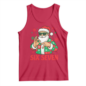 Cool Santa Six Seven Meme Christmas Tank Top Funny 67 Holiday Hand Sign with Hipster Vibes TS02 Red Print Your Wear