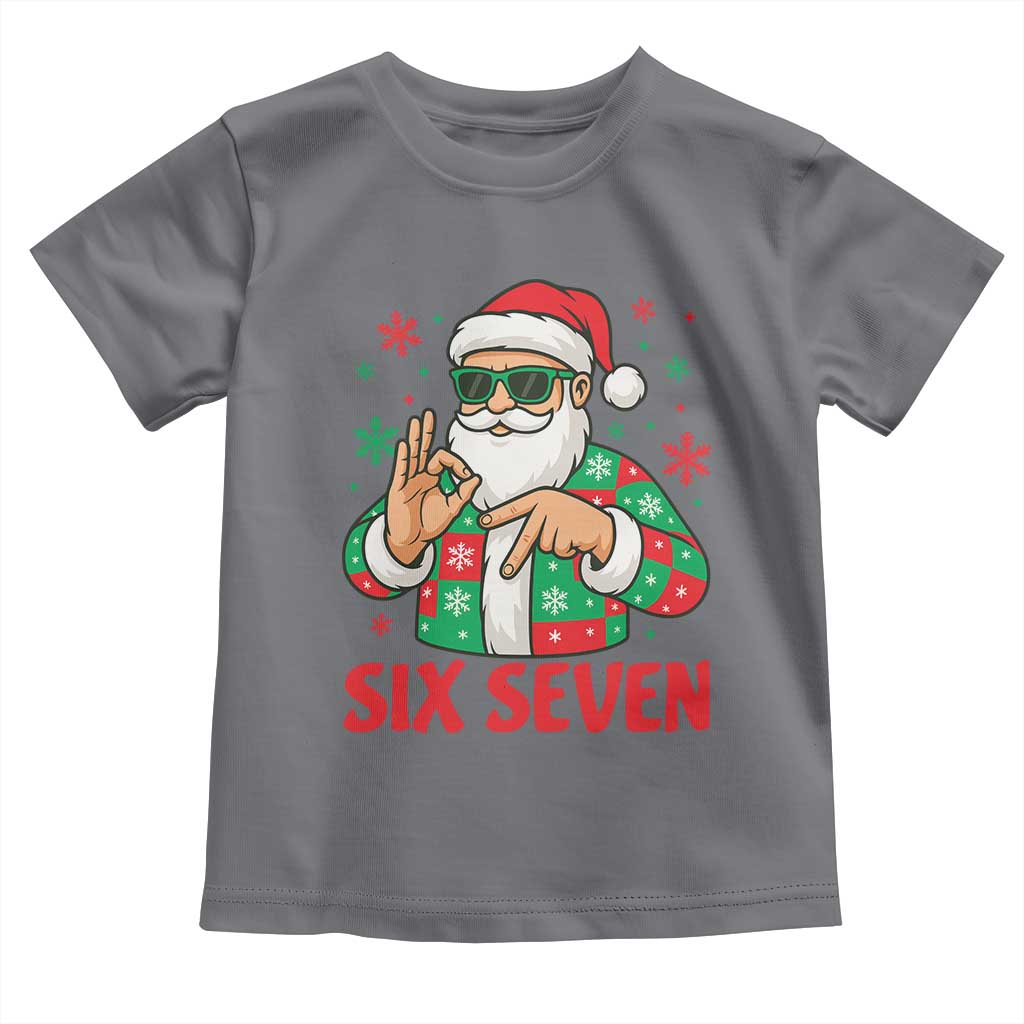 Cool Santa Six Seven Meme Christmas Toddler T Shirt Funny 67 Holiday Hand Sign with Hipster Vibes TS02 Charcoal Print Your Wear