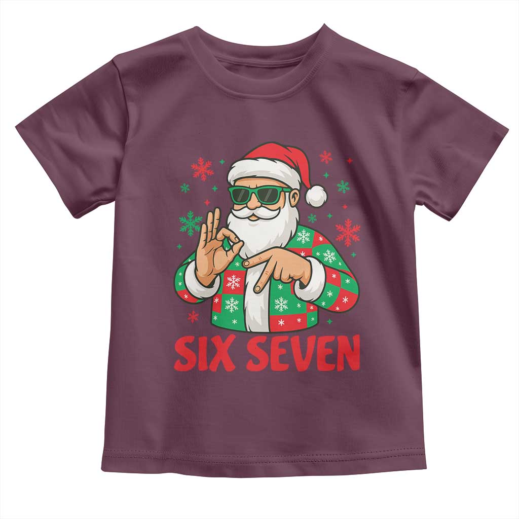 Cool Santa Six Seven Meme Christmas Toddler T Shirt Funny 67 Holiday Hand Sign with Hipster Vibes TS02 Maroon Print Your Wear