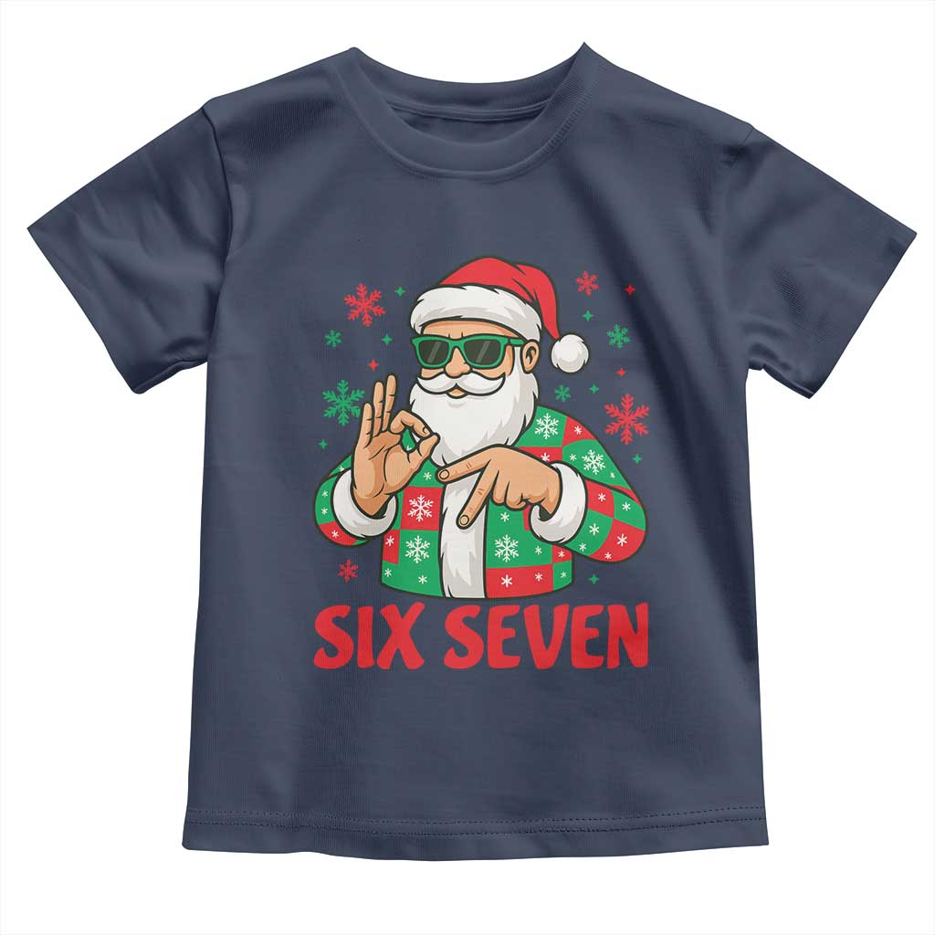 Cool Santa Six Seven Meme Christmas Toddler T Shirt Funny 67 Holiday Hand Sign with Hipster Vibes TS02 Navy Print Your Wear