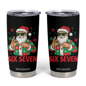 Cool Santa Six Seven Meme Christmas Tumbler Cup Funny 67 Holiday Hand Sign with Hipster Vibes TS02 Black Print Your Wear