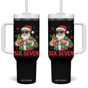 Cool Santa Six Seven Meme Christmas Tumbler With Handle Funny 67 Holiday Hand Sign with Hipster Vibes TS02 One Size: 40 oz Black Print Your Wear