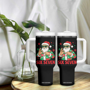 Cool Santa Six Seven Meme Christmas Tumbler With Handle Funny 67 Holiday Hand Sign with Hipster Vibes TS02 Print Your Wear