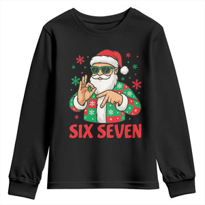 Cool Santa Six Seven Meme Christmas Youth Sweatshirt Funny 67 Holiday Hand Sign with Hipster Vibes TS02 Black Print Your Wear