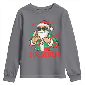 Cool Santa Six Seven Meme Christmas Youth Sweatshirt Funny 67 Holiday Hand Sign with Hipster Vibes TS02 Charcoal Print Your Wear