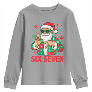 Cool Santa Six Seven Meme Christmas Youth Sweatshirt Funny 67 Holiday Hand Sign with Hipster Vibes TS02 Sport Gray Print Your Wear