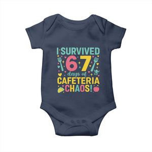 I Survived 67 Days of Cafeteria Chaos Baby Onesie Funny School Lunch Duty TS02 Navy Print Your Wear