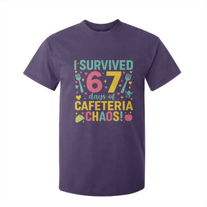 I Survived 67 Days of Cafeteria Chaos T Shirt For Kid Funny School Lunch Duty TS02 Purple Print Your Wear