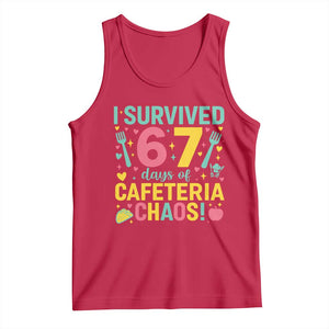 I Survived 67 Days of Cafeteria Chaos Tank Top Funny School Lunch Duty TS02 Red Print Your Wear