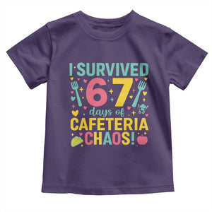 I Survived 67 Days of Cafeteria Chaos Toddler T Shirt Funny School Lunch Duty TS02 Purple Print Your Wear