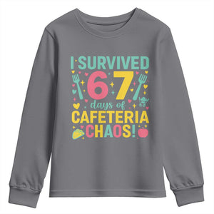 I Survived 67 Days of Cafeteria Chaos Youth Sweatshirt Funny School Lunch Duty TS02 Charcoal Print Your Wear