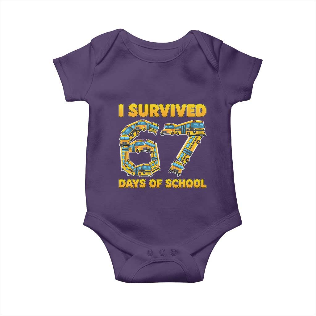 Funny School Bus Driver Baby Onesie I Survived 67 Days of School TS02 Purple Print Your Wear