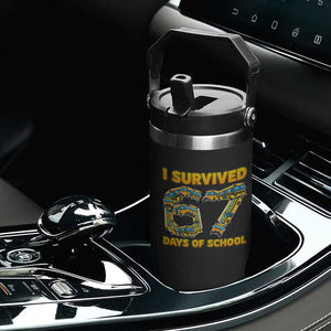Funny School Bus Driver Flip Straw Tumbler I Survived 67 Days of School TS02 Print Your Wear