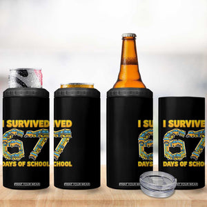 Funny School Bus Driver 4 in 1 Can Cooler Tumbler I Survived 67 Days of School TS02 Print Your Wear