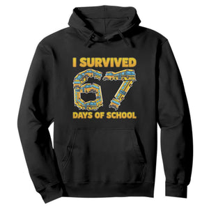 Funny School Bus Driver Hoodie I Survived 67 Days of School TS02 Black Print Your Wear