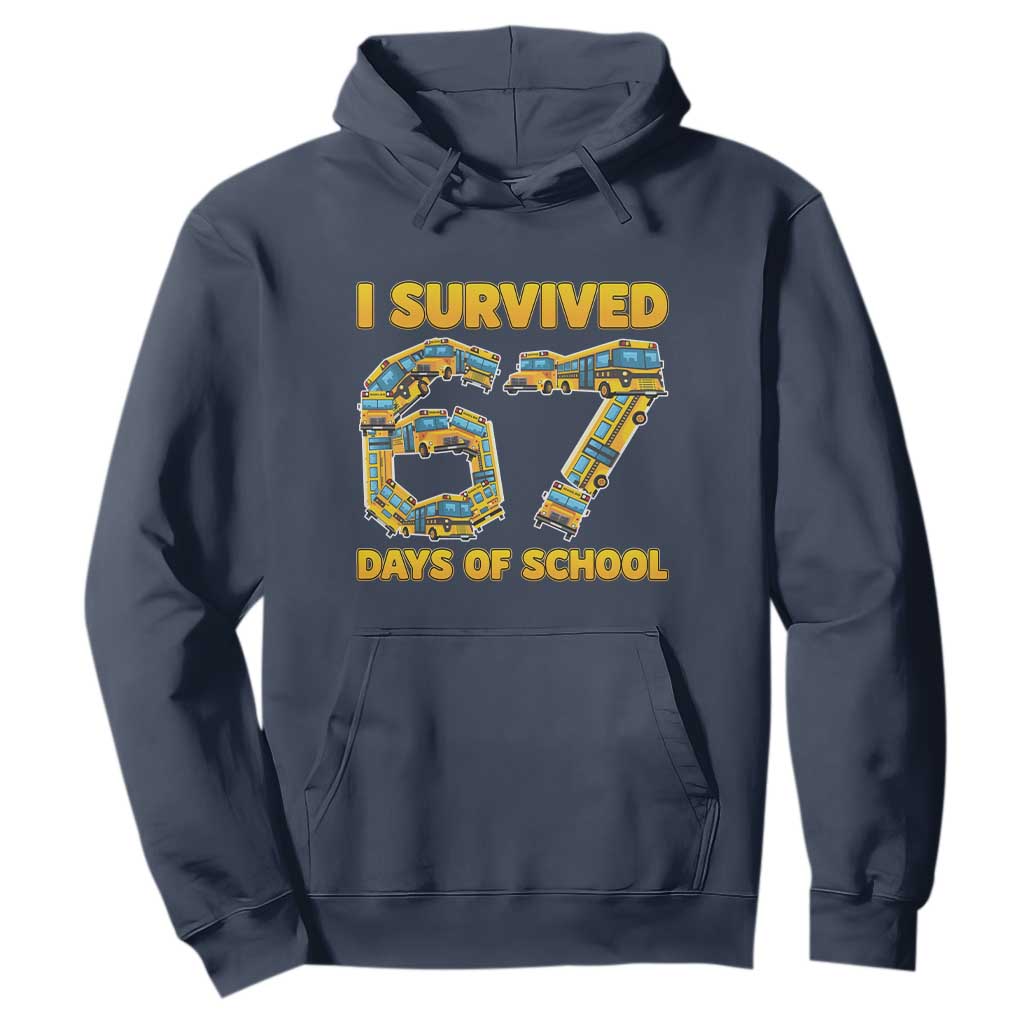 Funny School Bus Driver Hoodie I Survived 67 Days of School TS02 Navy Print Your Wear