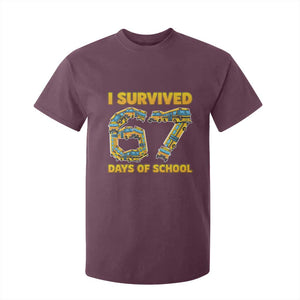 Funny School Bus Driver T Shirt For Kid I Survived 67 Days of School TS02 Maroon Print Your Wear