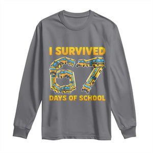Funny School Bus Driver Long Sleeve Shirt I Survived 67 Days of School TS02 Charcoal Print Your Wear