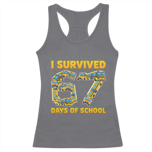 Funny School Bus Driver Racerback Tank Top I Survived 67 Days of School TS02 Charcoal Print Your Wear