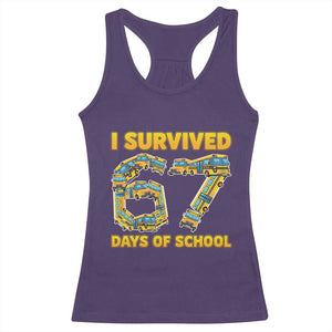 Funny School Bus Driver Racerback Tank Top I Survived 67 Days of School TS02 Purple Print Your Wear