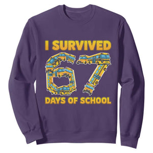Funny School Bus Driver Sweatshirt I Survived 67 Days of School TS02 Purple Print Your Wear