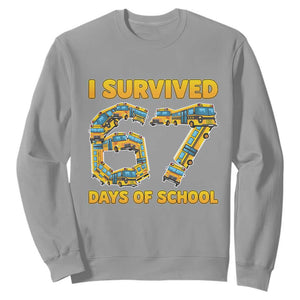 Funny School Bus Driver Sweatshirt I Survived 67 Days of School TS02 Sport Gray Print Your Wear